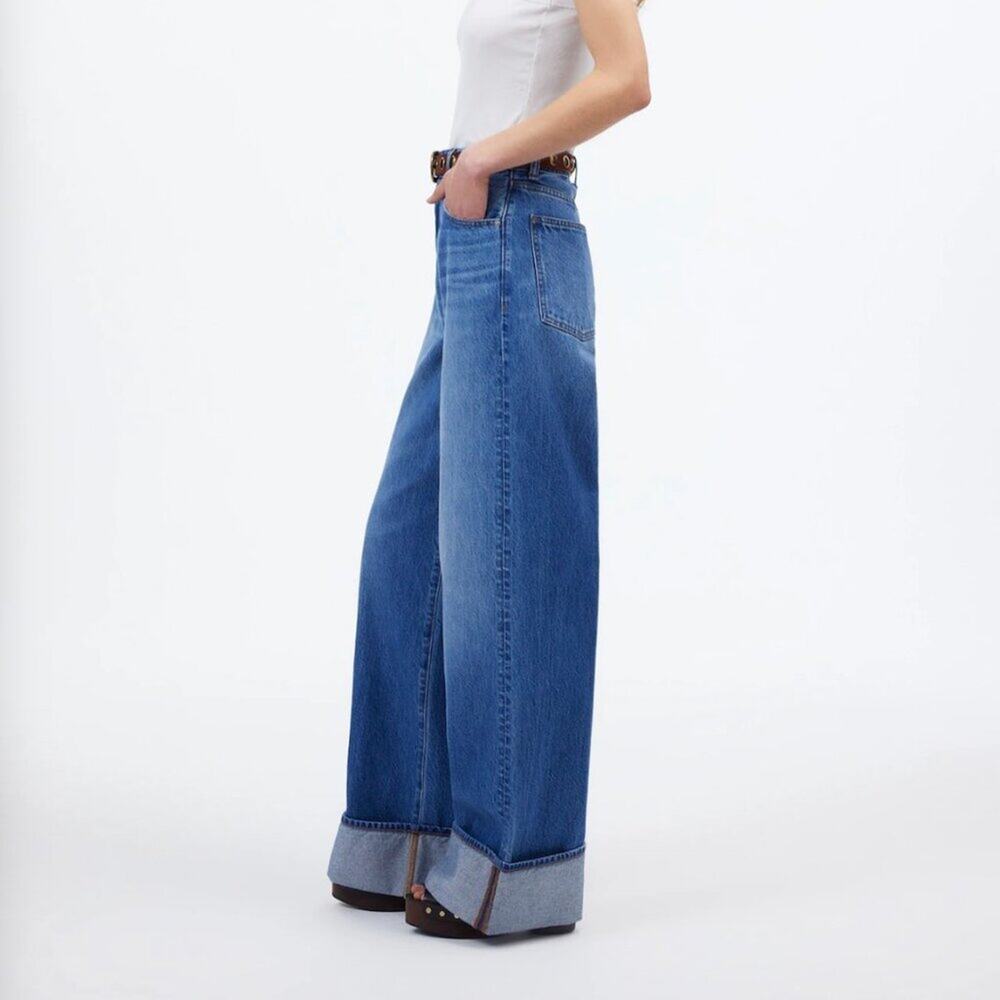 Madewell Blue Wide-Leg Flare Jeans